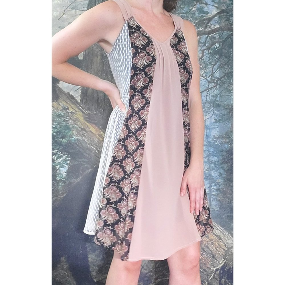Anthropologie Ryu Swing Boho Dress Tie Back Lace Detail S